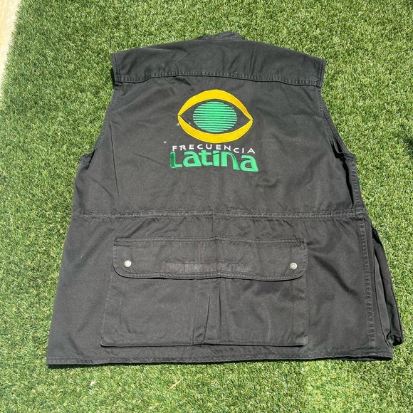 VTG 90s Latina TV Peru Black Outerwear Vest - Picture 1 of 6